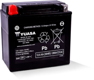 Yuasa Maintenance Free YTX14 12 Volt Battery YUASARACK