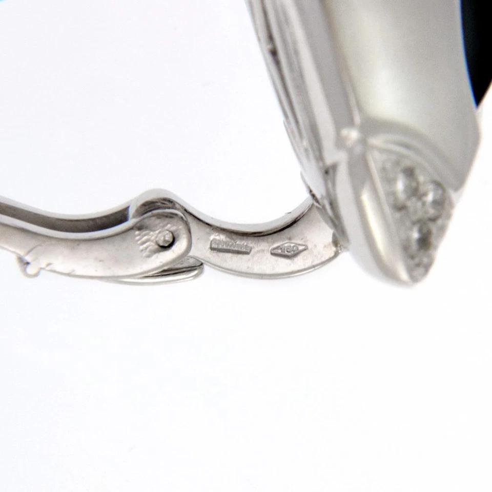 Pendientes Huggie Floral Pirámide Oro Blanco 18k Diamante Ónix Bvlgari 1.25ct Foto 3 de 4