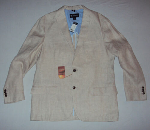 Cremieux Mens New $275 Linen Suit Jacket Sport Coat Blazer L Large Stone NWT