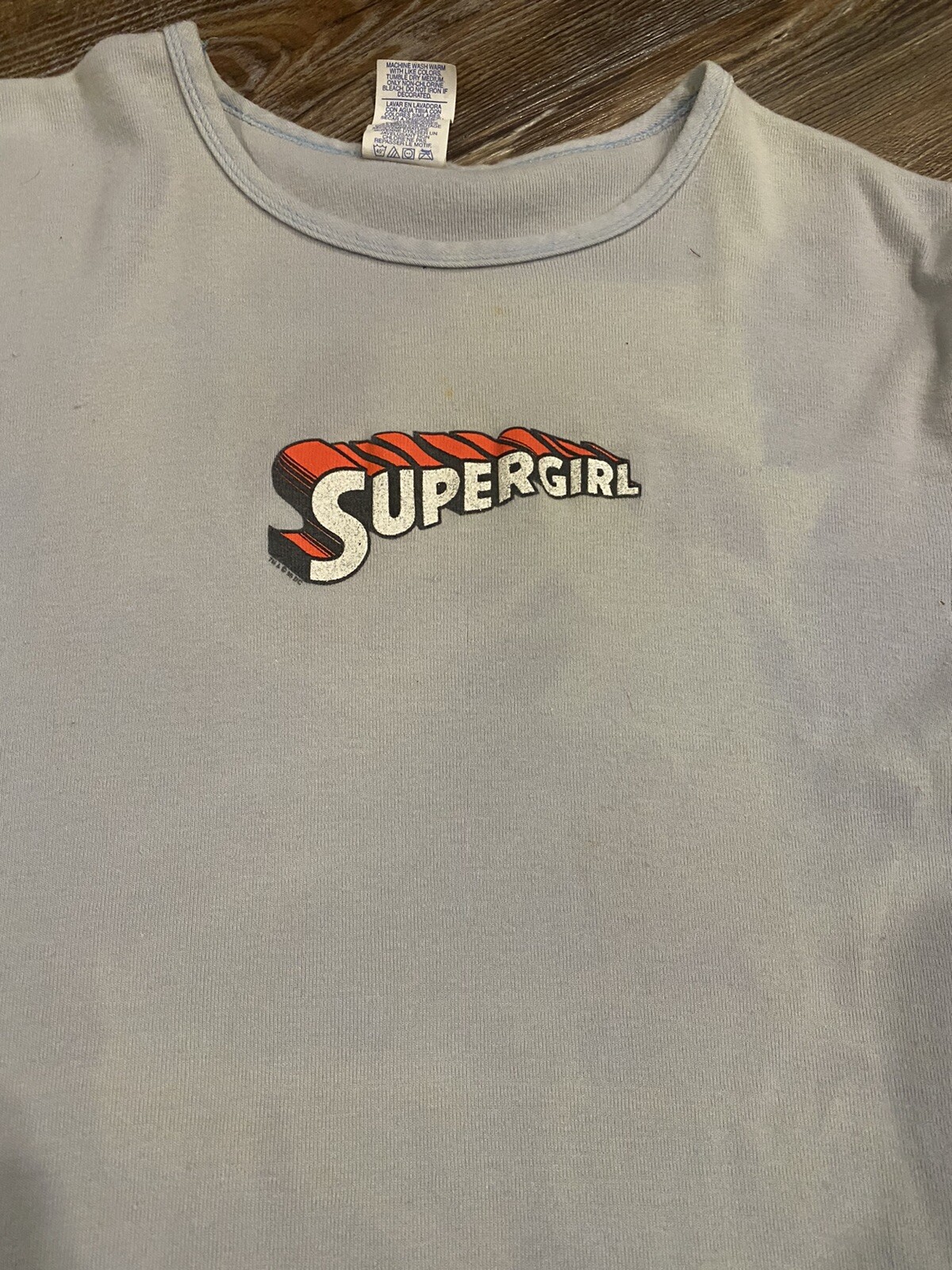 VINTAGE Babydoll Supergirl Tee Shirt Thrashed Juniors… Gem