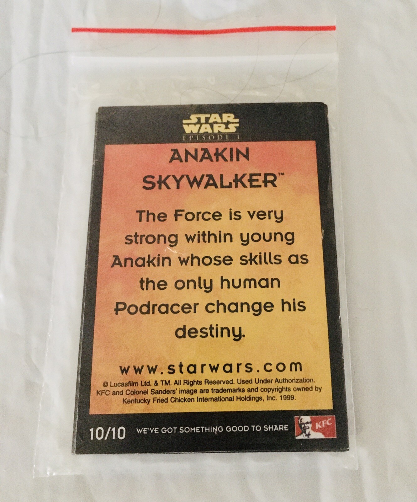 Star Wars Episode 1 Trading Card Complete Set 1-10 Australia Edition KFC 1999 - Picture 2 of 9