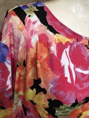2X Plus Floral Dress Maxi Short Sleeve Stretch Multicolor #392 - Picture 3 of 7
