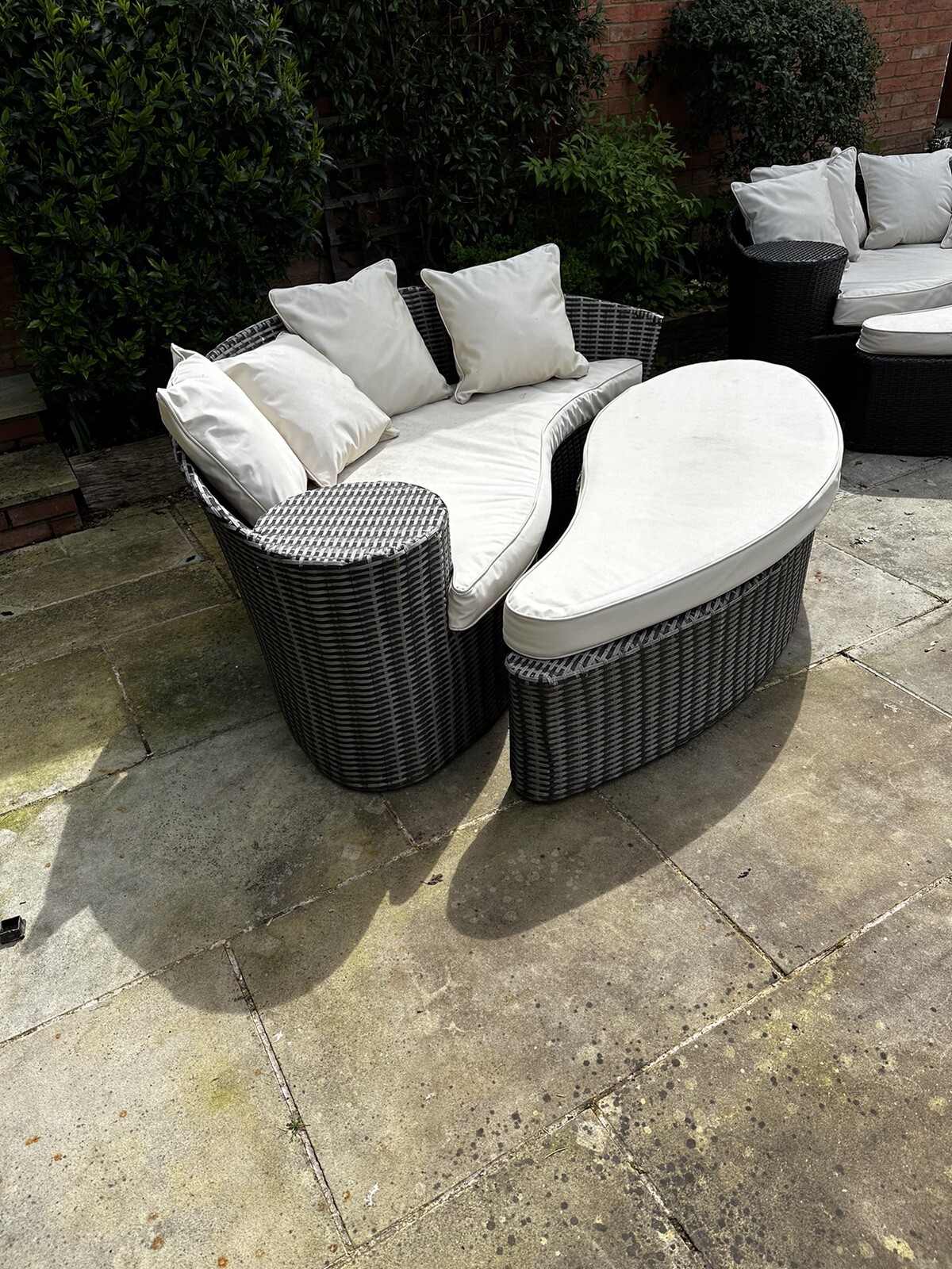 Oceans Rattan Garden Furniture Sofa Daybed With Foot Stool And