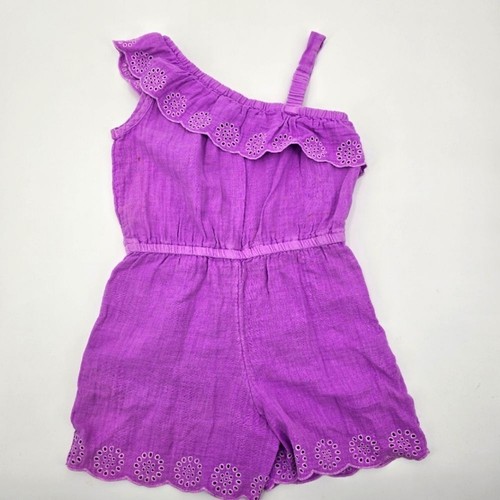 Cat And Jack Purple Kids Ruffle Romper Size 6/7 - Picture 3 of 3
