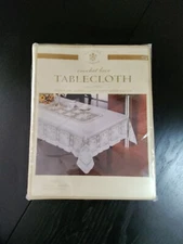 VTG SULTAN'S LINENS Crochet Vinyl Table Cloth Oblong 54x72 New Old Stock Sealed