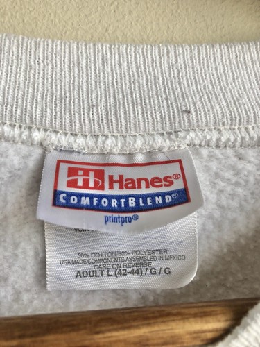 Vtg 90s Hanes Comfort Blend White Freeman Sound Crewneck Sweatshirt Sz Large - Picture 4 of 8
