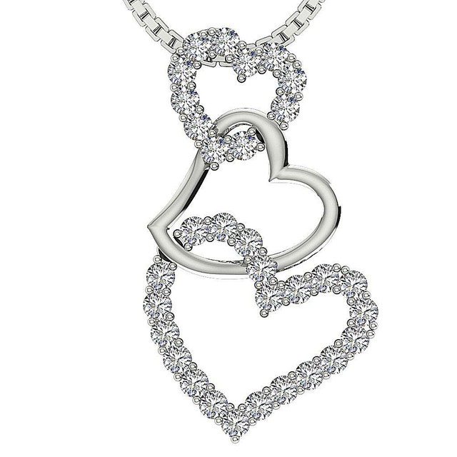 I1 G 0.60 Ct Natural Diamond Triple Heart Pendant Necklace 1.05 Inch White Gold eBay I1 G 0.60 Ct Natural Diamond Triple Heart Pendant Necklace 1.05 Inch White Gold eBay