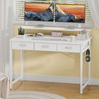 39" Computer Desk with Drawers & Monitor Stand Home Office Desk Writing Table