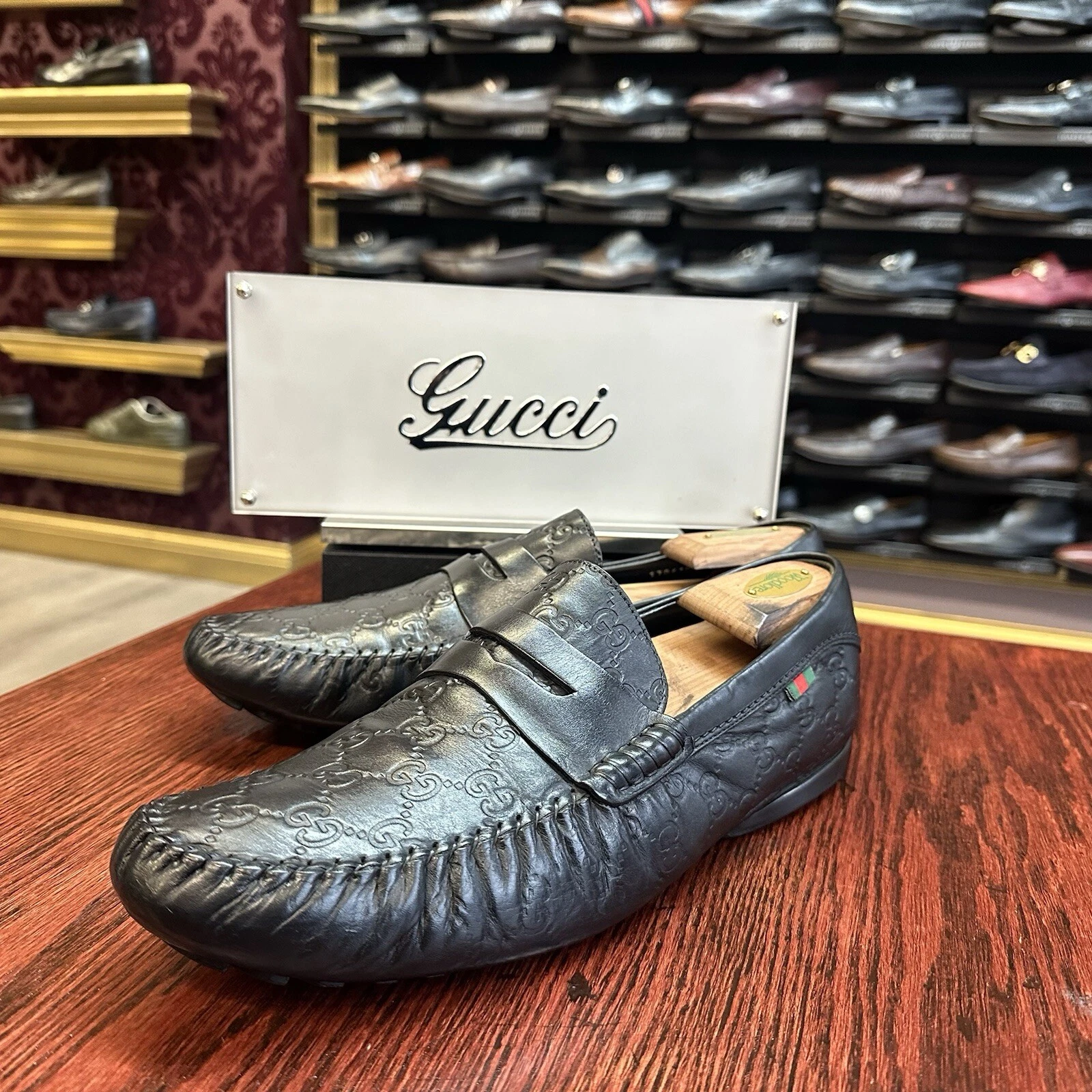 Gucci Supreme Drivers noir homme taille 12,5 G / 13,5 D fabriqué aux États Unis en ITALIE