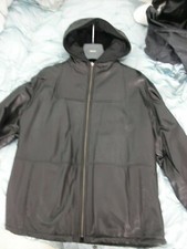 Bally Black Unisex Soft Leather Coat Reversible With Hood Size 14 Rrp £1750