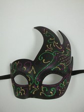Black Purple Green Gold Masquerade Swirl Flame Mask Mardi Gras Ball Dance Prom