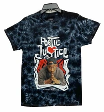 Poetic Justice Tupac Shakur 2Pac Graphic Blue Tie Dye Licensed Tee Shirt New