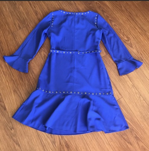 BOSS Hugo Boss Henryke Silver Grommet Belted Dress Sz 10 - 第 3/8 張圖片