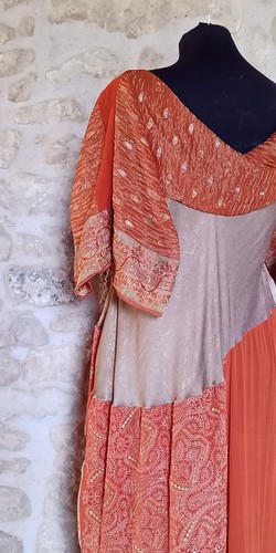 NEW BESPOKE Handmade Saree Silk Draping maxi Dress. BOHO Dress - Picture 8 of 9