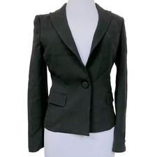 Faconnable Black Cropped Textured Wool Jacket Sz 4 Fully Lined Single Button