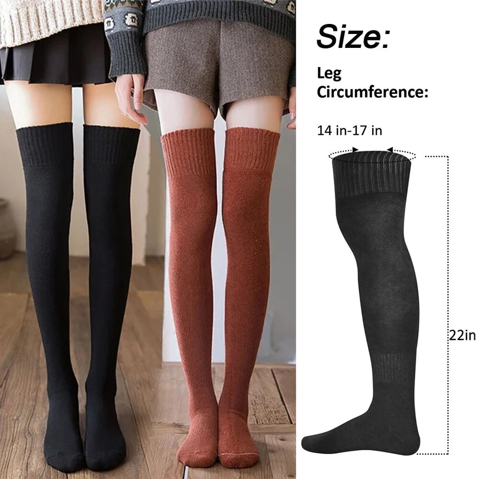 Women Winter Warm Leg Warmers Knit Crochet Lady High Knee Knitted Socks Leggings - Image 2 of 4