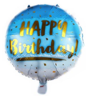 Folienballon "Happy 8th Birthday" – Blau, Holografisch, 18 Zoll (45,7 Cm) – Flach Geliefert