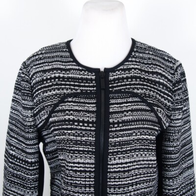 Diane von Furstenberg プリントジャケット サイズ10タグ付 diane von furstenberg Jacket Zip Front Black White Cotton Blend