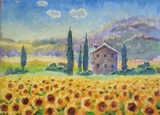 Quadro moderno originale paesaggio di Sanflowers Dipinto acrilico originale 1...