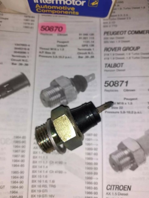 INTERMOTOR 50870 OIL PRESSURE SWITCH for PEUGEOT 106 205 306 309 405 505