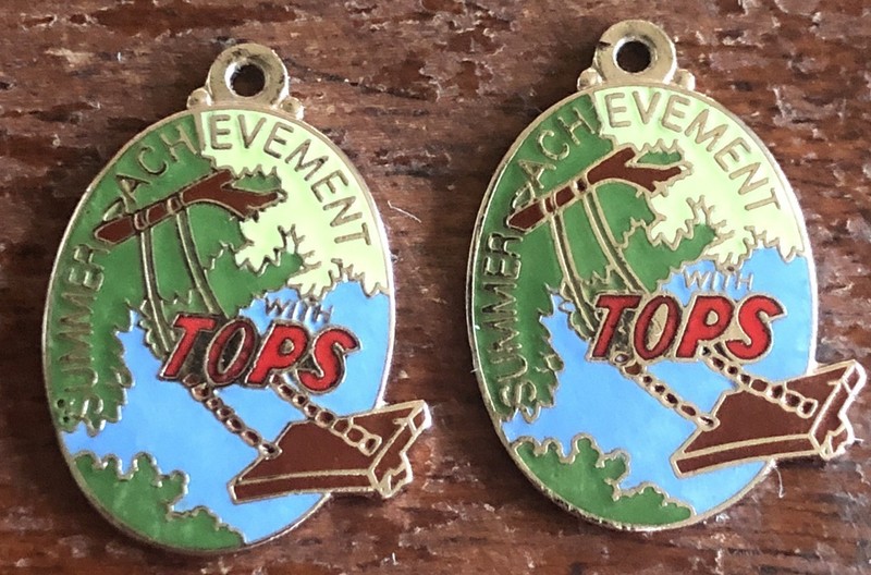 Vintage Tops Summer Achievement With TOPS Silver Tone Enamel Charm Lot Of 2