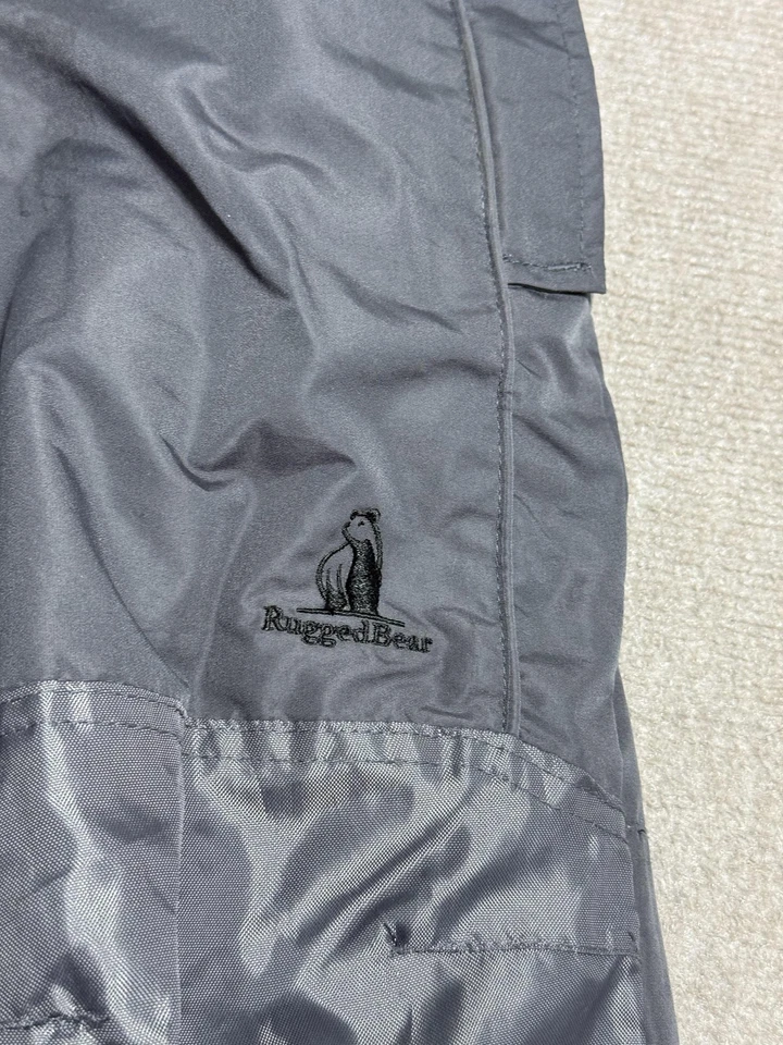 RuggedBear Snow Bib Pants Boys 7/8 Gray Insulated Reinforced Knees Zip Ankles - Image 2 of 4