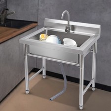 Kitchen Sink Stainless Steel Commercial 1 Compartment Utility Sink With Faucet