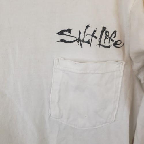 Salt Life Live Salty Men's S White Dive Flag Pirate Graphic Logo L. Slv T-Shirt - Picture 4 of 19