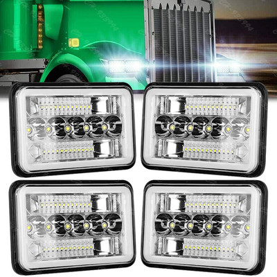 4x DOT Approved 4x6''LED Headlights DRL Beam for Peterbilt Kenworth Freightliner