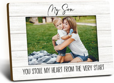 Mom Son Picture Frame 4X6, Dad Son Wooden Picture Frame, Christmas Birthday Gift