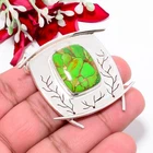 Copper Green Turquoise Gemstone 925 Sterling Silver Pendant 1.64" P1061512204