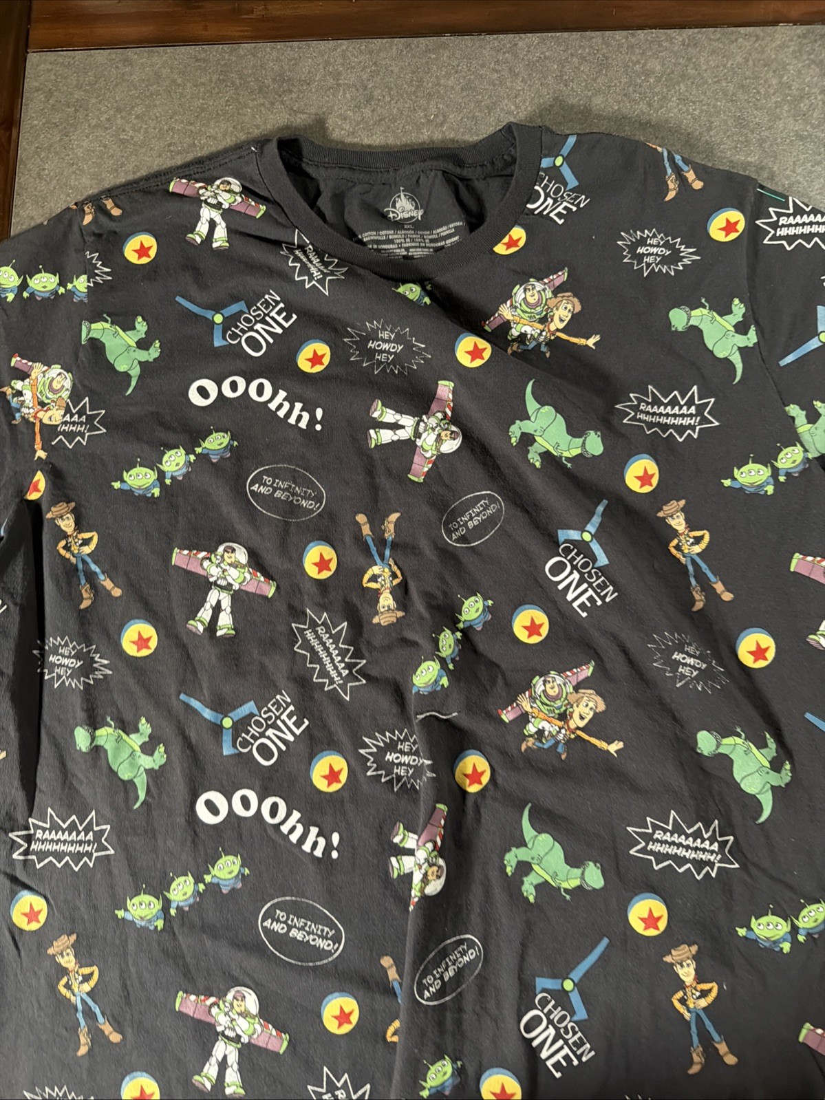 Disney Pixar Toy Story Shirt Black Woody Buzz Lightyear Print Size 2XL