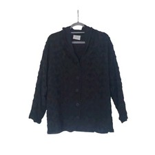 Biya Rated R Johnny Was Chiffon Textured Embroidered Black Blouse Med/Large