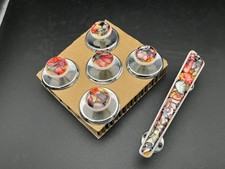 X5 1960s Tutti Frutti Lucite & Chrome Kitchen Drawer Pulls and T Bar Door Handle