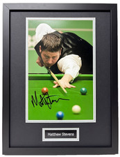 'The Welsh Dragon' Matthew Stevens Signed & Framed Snooker Photo Display + Cert