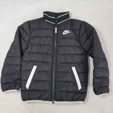 Nike Girl's Boy's Black Zip Up Long Sleeve Puffer Jacket Size 6 Pockets 5-6 Year