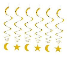 Party Star Moon Swirl Decorations, Gold Ceiling Hanging Gold With Star and Moon