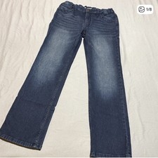 Cat  Jack Boys Straight Jeans Size 16 Blue Adjustable Waist Stretch Denim