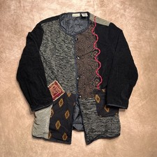 Vintage 90s Embroidered Patchwork Tapestry Jacket Multicolor Boho Southwestern