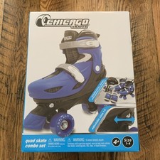 Chicago Skates Adjustable Quad Roller Combo Set, Helmet, Knee Pads  Wrist Guard