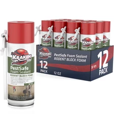 Kraken Bond PestSafe Foam Sealant - Pest & Rodent Block 12oz 12 Pack - Straw Use