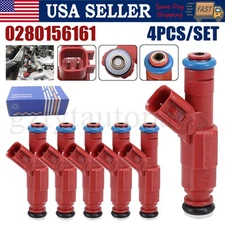 Set of 4 12-Hole 24LB Fuel Injectors 0280156161 For Jeep Wrangler Dodge 4.0L EV6