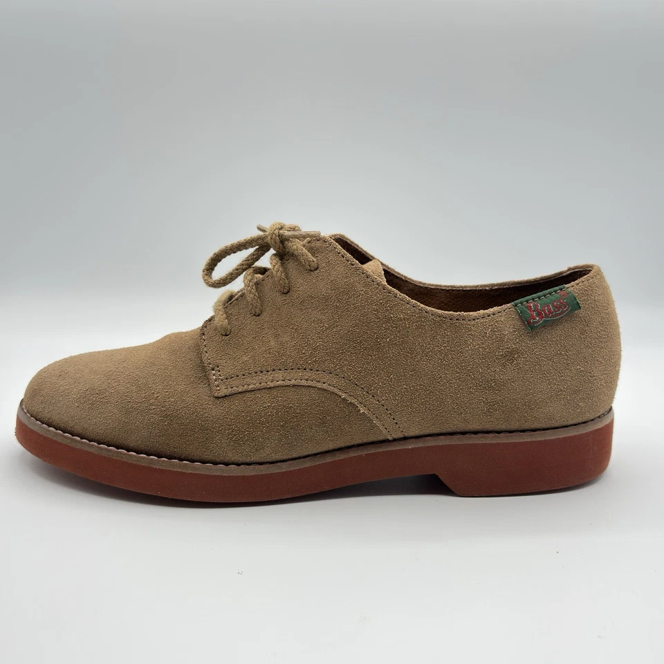 G.H. Zapatos Oxford Bass & Co Buc para mujer 8W marrón gamuza clásicos con cordones Hush Puppy Foto 3 de 4