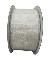 Kirkland Signature Wire Edged Ribbon 2.5 in Wide x 50 Yards White Lace Design