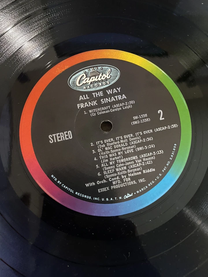 Frank Sinatra - All The Way - Capitol SW-1538 LP Vinyl Record - NM - Image 3 of 4