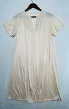 Vintage Sears Peach Nylon Floral Embroidered Nightgown Gown Size Small