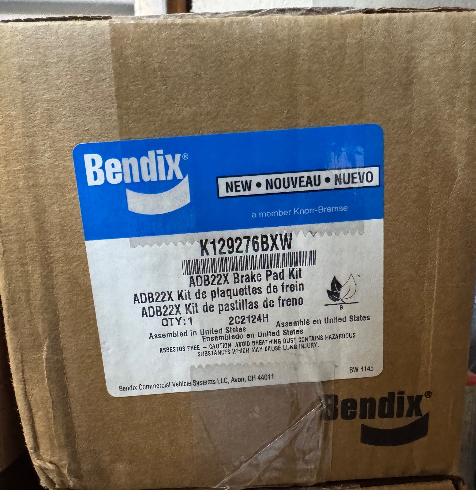 K129276 BENDIX AIR DISC BRAKE KIT ( EXPRESS SHIPPING )