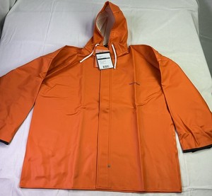 Grundens Men's Briggs 44 Hooded Rain Jacket-Orange-Size: L