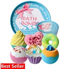Bath Bombs, 6pcs Bubble Bath Bomb for Girls, Handmade Fizzies Bathbombs for W...