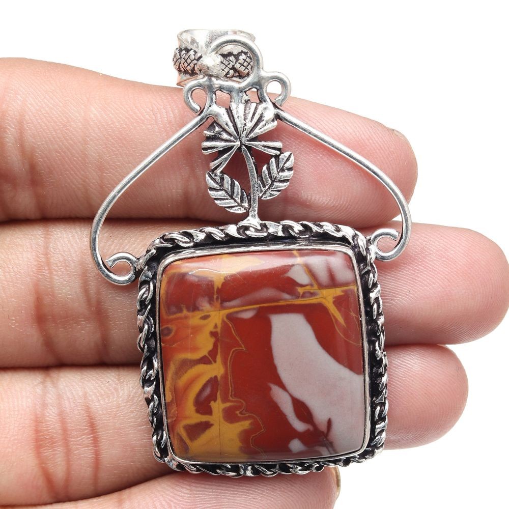 Handmade Jasper Gemstone Necklace Designer Jewelry Gift For Her 2.5 Inch